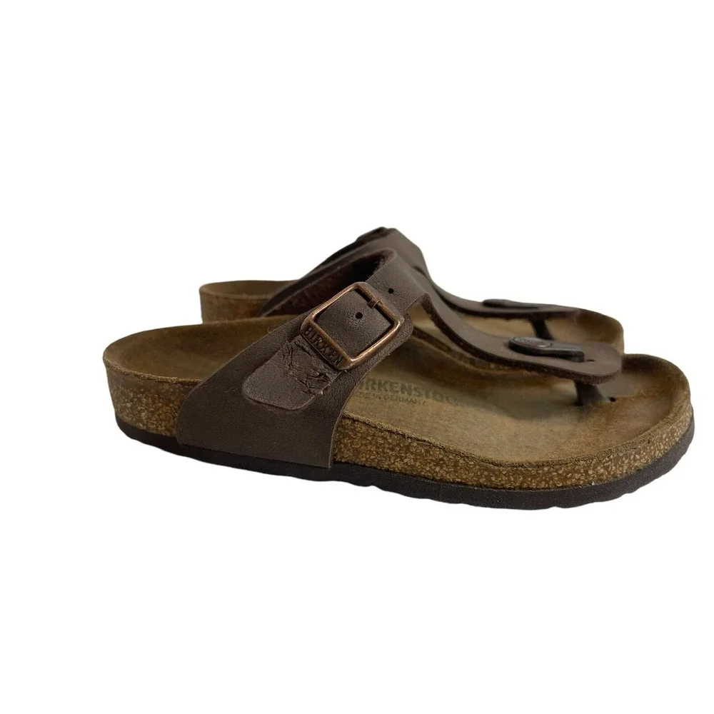 Birkenstock Kizeh Birko-Flor Sandals Kids Junior 31 / 12.5 M Shoes Brown Leather